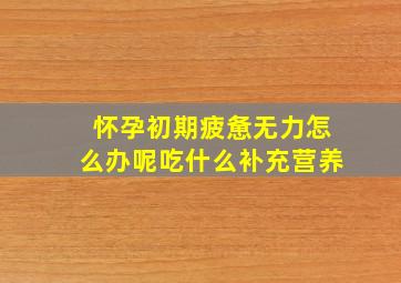 怀孕初期疲惫无力怎么办呢吃什么补充营养