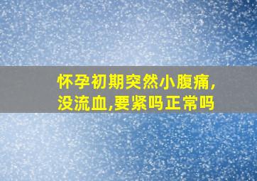 怀孕初期突然小腹痛,没流血,要紧吗正常吗