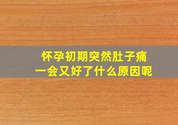 怀孕初期突然肚子痛一会又好了什么原因呢