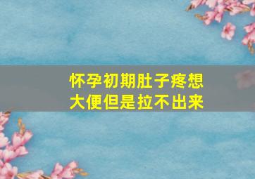 怀孕初期肚子疼想大便但是拉不出来