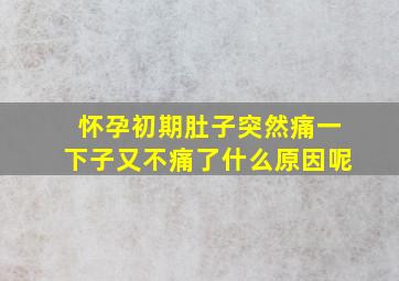 怀孕初期肚子突然痛一下子又不痛了什么原因呢