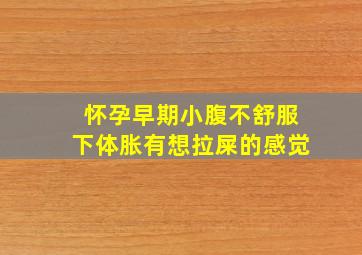 怀孕早期小腹不舒服下体胀有想拉屎的感觉