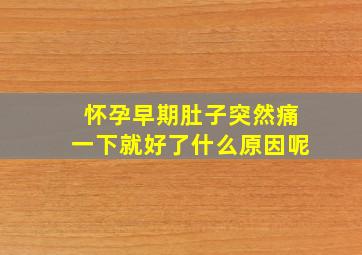 怀孕早期肚子突然痛一下就好了什么原因呢