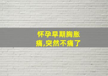 怀孕早期胸胀痛,突然不痛了