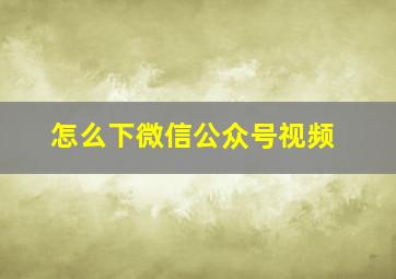 怎么下微信公众号视频