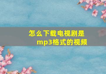 怎么下载电视剧是mp3格式的视频