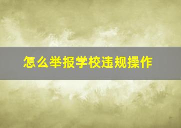 怎么举报学校违规操作