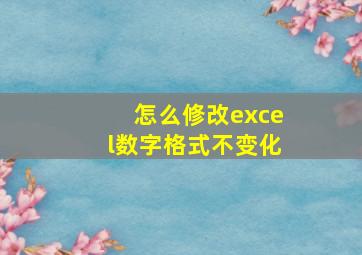 怎么修改excel数字格式不变化