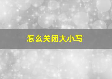 怎么关闭大小写