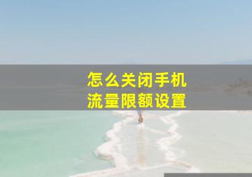 怎么关闭手机流量限额设置