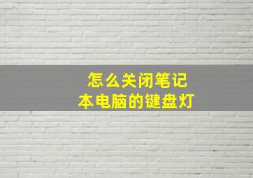 怎么关闭笔记本电脑的键盘灯