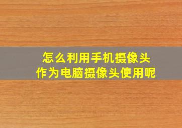 怎么利用手机摄像头作为电脑摄像头使用呢