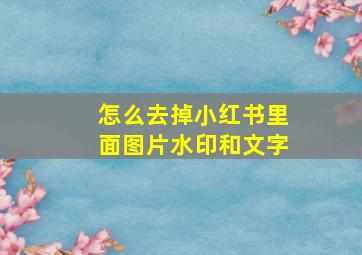 怎么去掉小红书里面图片水印和文字