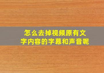 怎么去掉视频原有文字内容的字幕和声音呢