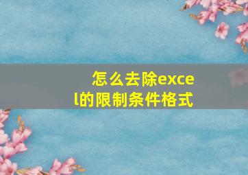 怎么去除excel的限制条件格式