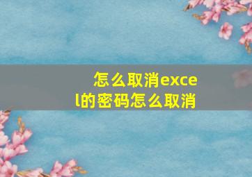 怎么取消excel的密码怎么取消