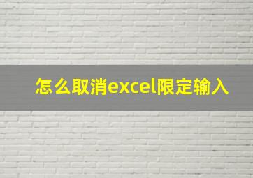 怎么取消excel限定输入