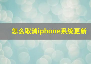 怎么取消iphone系统更新