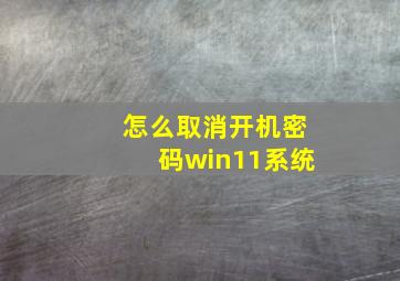 怎么取消开机密码win11系统