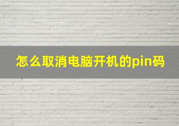 怎么取消电脑开机的pin码