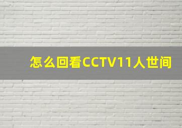 怎么回看CCTV11人世间