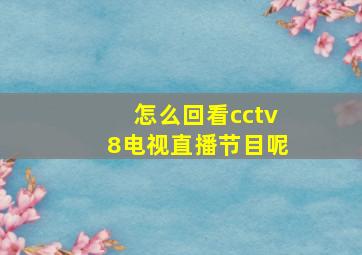 怎么回看cctv8电视直播节目呢