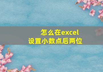 怎么在excel设置小数点后两位