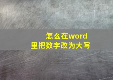 怎么在word里把数字改为大写