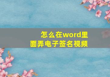 怎么在word里面弄电子签名视频