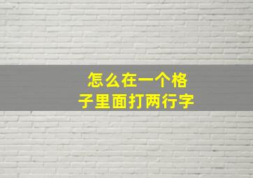 怎么在一个格子里面打两行字