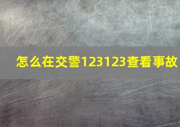 怎么在交警123123查看事故