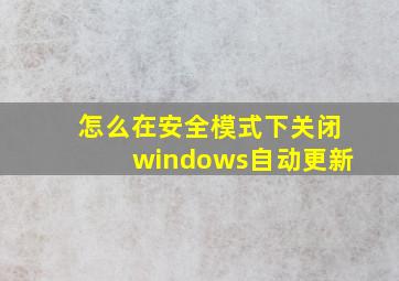 怎么在安全模式下关闭windows自动更新