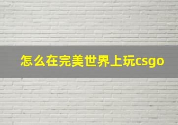 怎么在完美世界上玩csgo