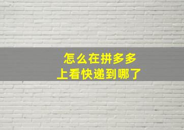 怎么在拼多多上看快递到哪了