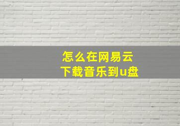 怎么在网易云下载音乐到u盘