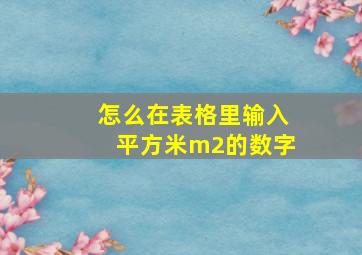 怎么在表格里输入平方米m2的数字