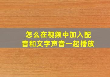 怎么在视频中加入配音和文字声音一起播放