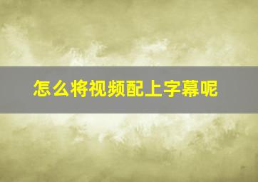 怎么将视频配上字幕呢