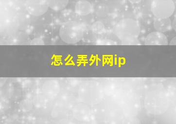 怎么弄外网ip