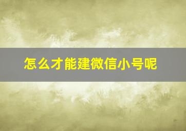 怎么才能建微信小号呢