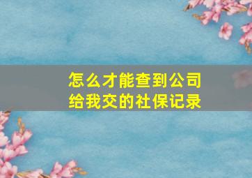 怎么才能查到公司给我交的社保记录