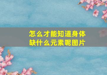 怎么才能知道身体缺什么元素呢图片