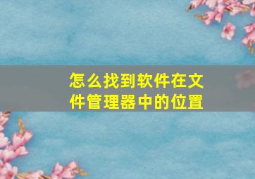 怎么找到软件在文件管理器中的位置