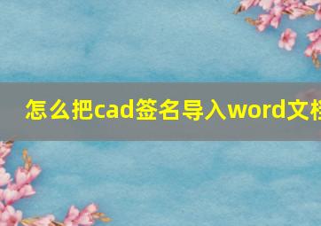 怎么把cad签名导入word文档