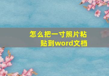 怎么把一寸照片粘贴到word文档