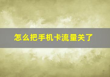 怎么把手机卡流量关了