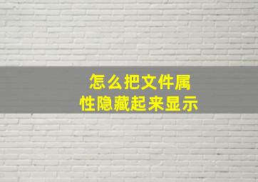 怎么把文件属性隐藏起来显示