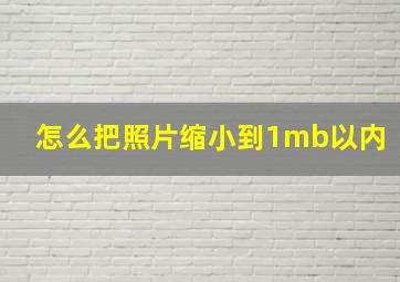 怎么把照片缩小到1mb以内