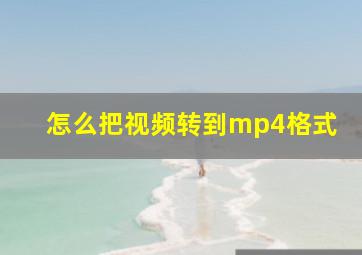 怎么把视频转到mp4格式