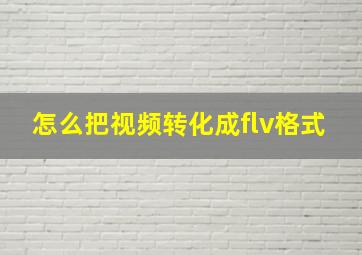 怎么把视频转化成flv格式